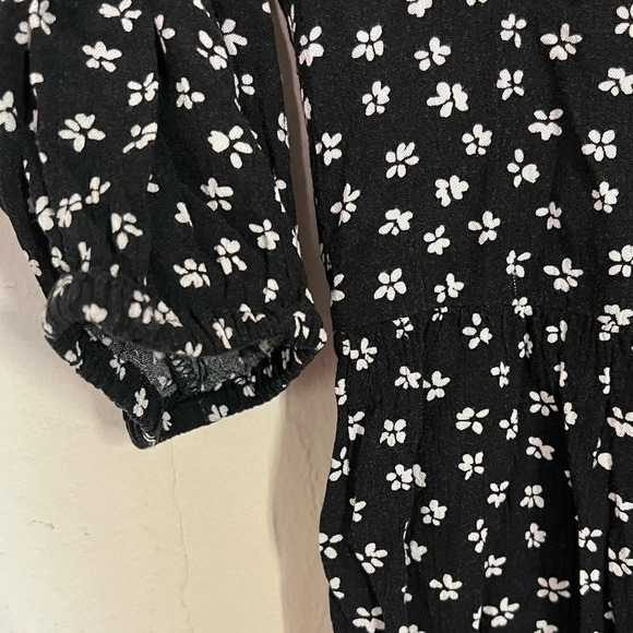 American Eagle Outfitters Black and White Flowy Long Sleeve Mini Dress Sz Small - Picture 7 of 7